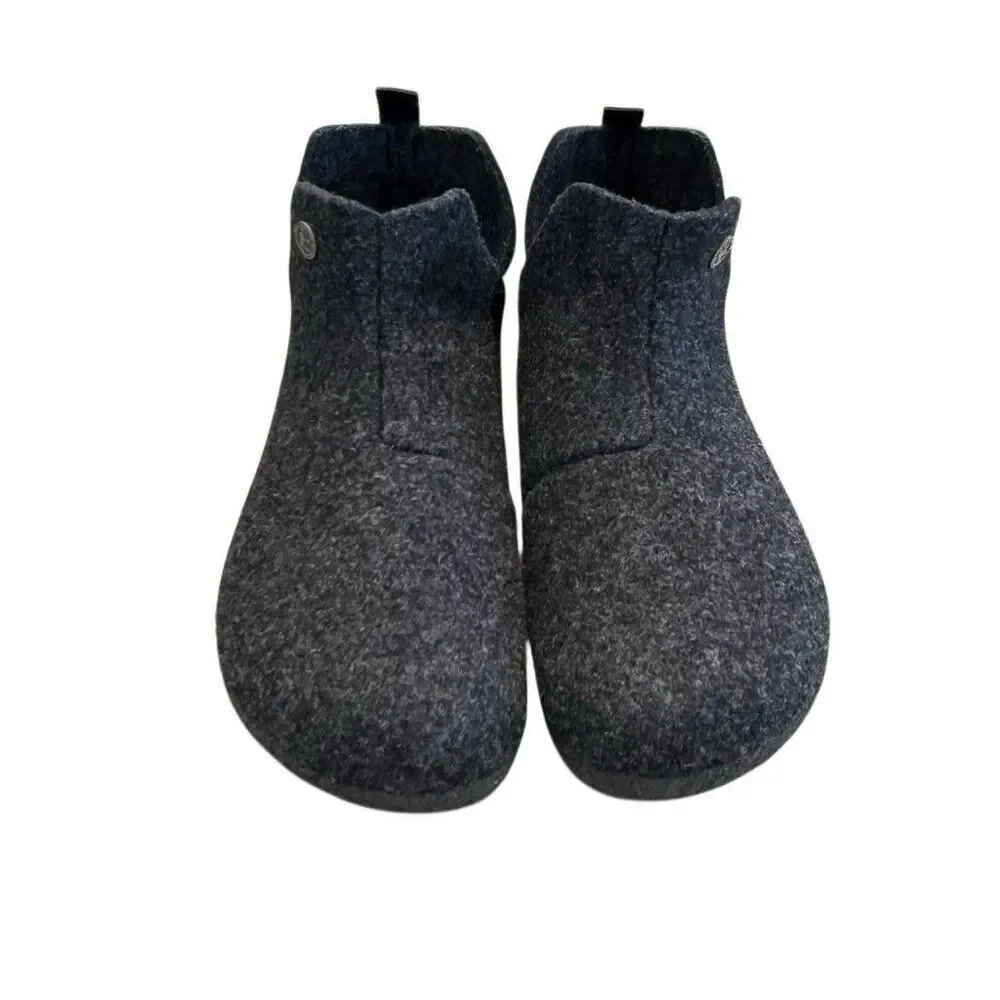 Birkenstock Andermatt Wool Felt Slipper Booties Gray L9 M7 EU 40 Shearling Lined